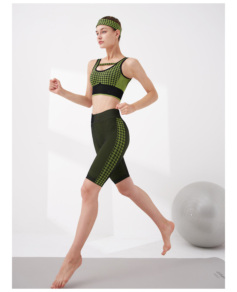 Sportwear Seamless Houndstooth Shorts Running Yoga SS080006