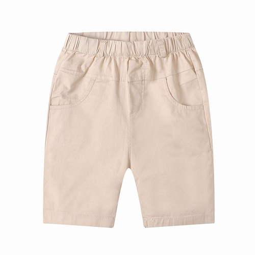  New Boys Summer Pure Cotton Shorts Thin Style Middle and Small Children Work Pants Seven-Eighth Length Woven Baby Casual Pants