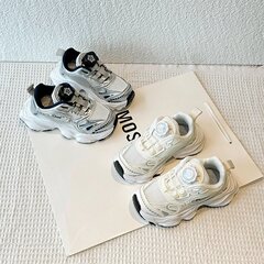 女の子の運動靴は2024年春秋の新型で、ネットの靴の子供のボタンを合わせて、カジュアルなお父さんの靴を合わせます。