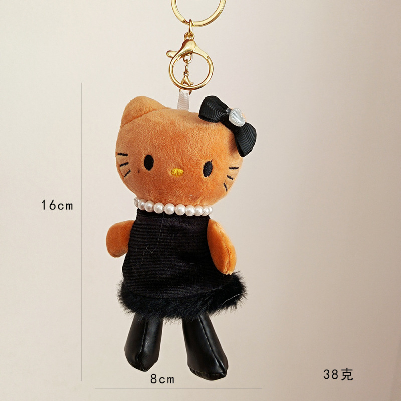 黑皮长腿贵妇珍珠爱心扣hellokitty包包挂件毛绒公仔玩偶挂饰LW|undefined