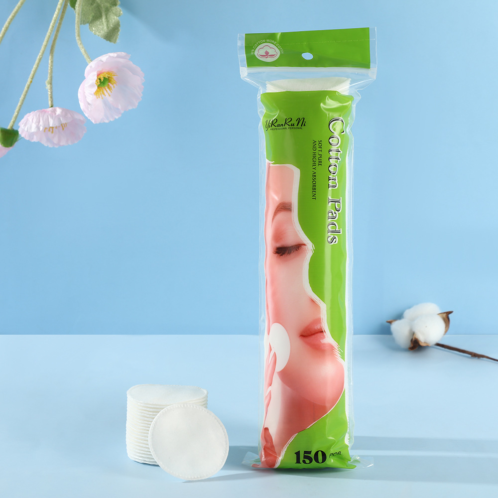 Algodón redondo desechable simple, gran capacidad, 150 piezas, algodón húmedo especial portátil, protector de la piel, no se desprende.