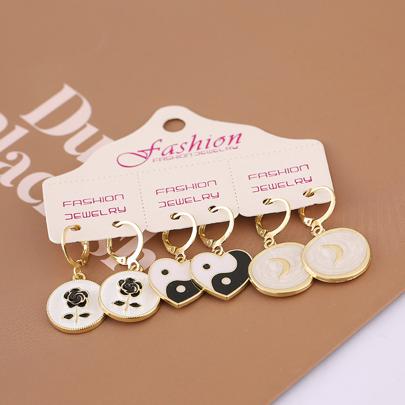 1 Set Fashion Flower Alloy Enamel Womenu0027S Dangling Earrings