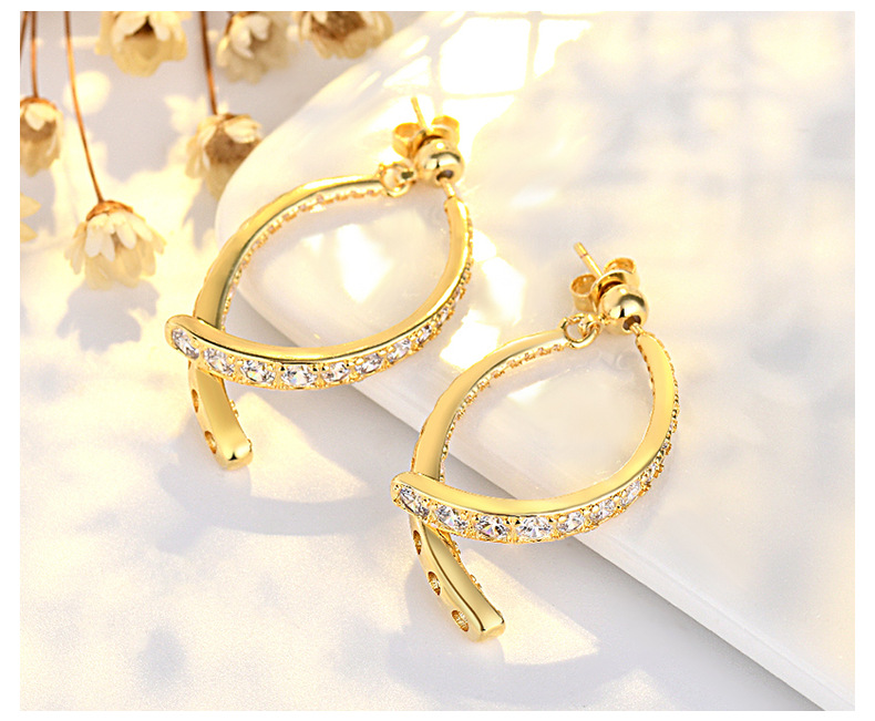 1 Pair Lady Geometric Plating Inlay Copper Zircon 14k Gold Plated Drop Earrings display picture 1