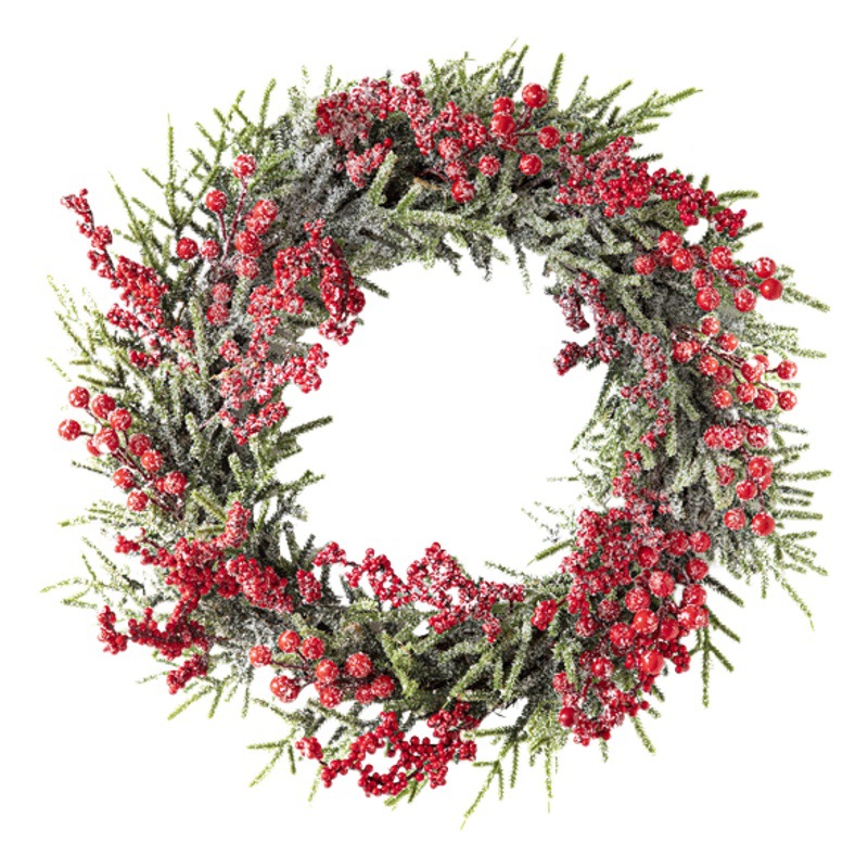 Guirnalda navideña de bayas rojas, adorno colgante para puerta, mini árbol de Navidad, decoración navideña