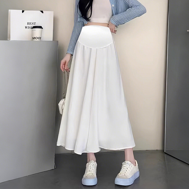 Maternity pants for women, summer thin style, white, 2026 new model, cropped pants, ice silk, petite wide-leg pants, summer wear Maternity pants for women, summer thin style, white, 2026 new model, cropped pants, ice silk, petite wide-leg pants, summer wear