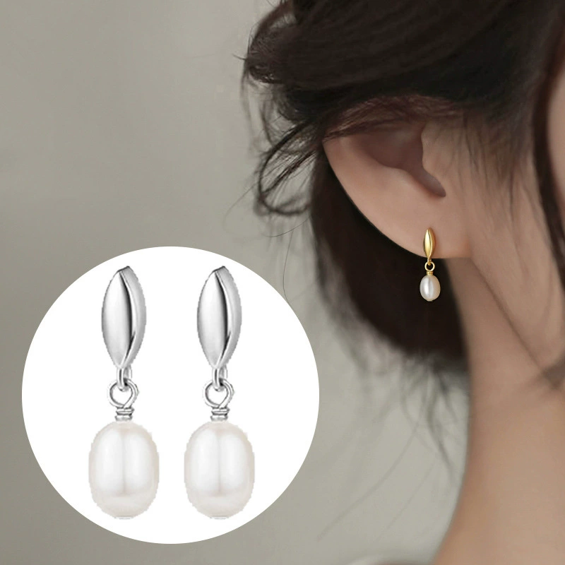 Французские Винтажные серьги с жемчугом в виде капли воды из стерлингового серебра 925 пробы Усовершенствованные серьги с жемчугом морской воды Серебряные серьги с жемчугом