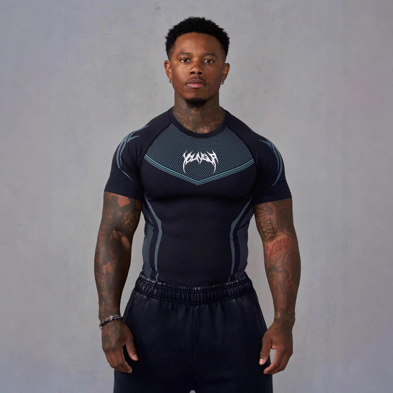 Youngla American Summer New Men's Tight T-Shirt Jogker Sports Fitness Running Milk Silk Short Sleeves