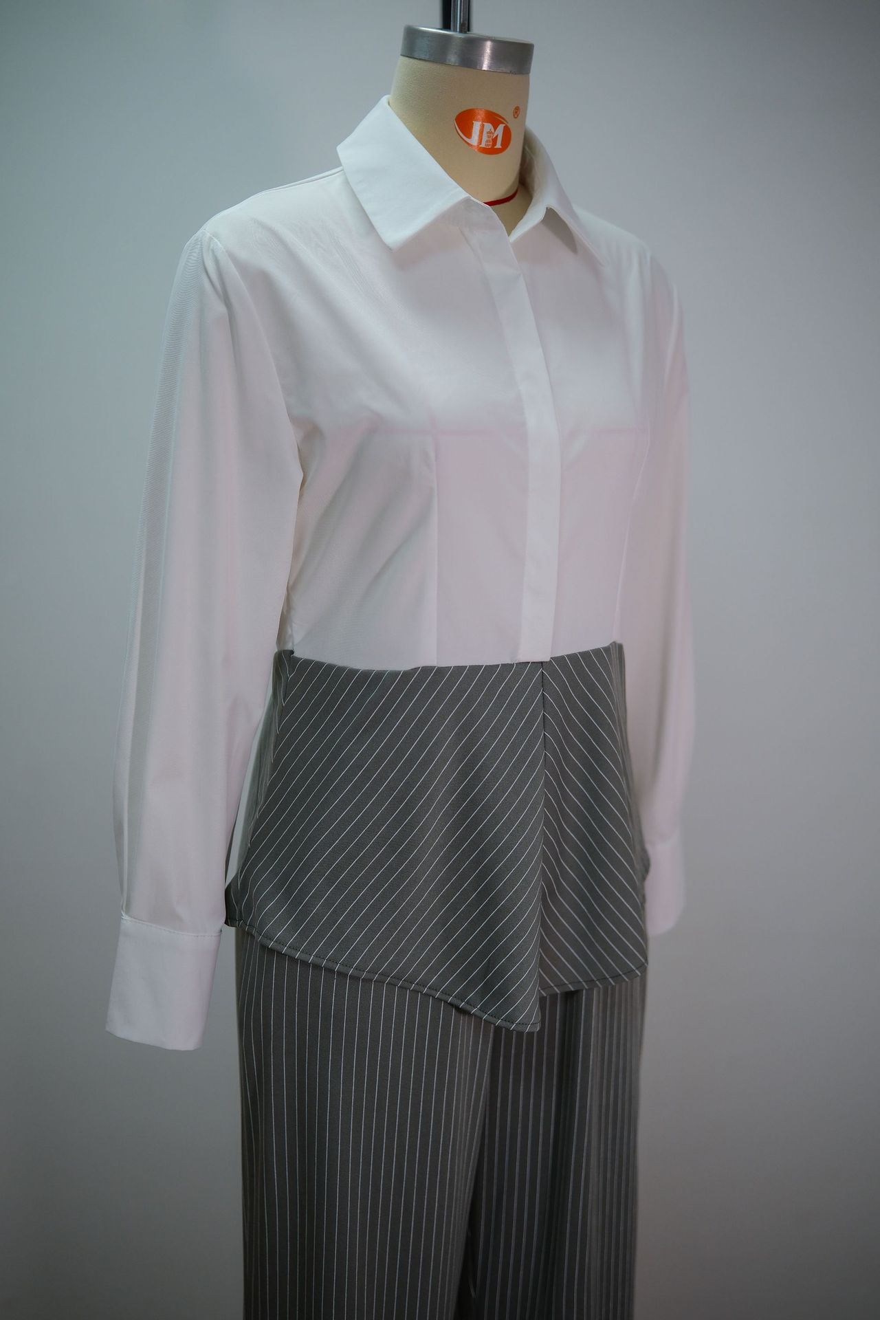 Women's Spring Casual Lapel Shirt And Wide Leg Pants Set Striped Patchwork Suit American Style In Stock_ecoleips.com