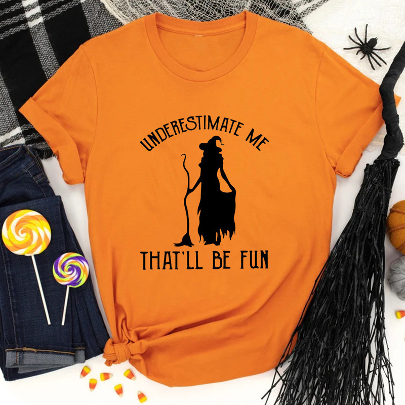 European and American Halloween Letter Print Fashion Short-Sleeved T-Shirt for Women European and American Halloween Letter Print Fashion Short-Sleeved T-Shirt for Women