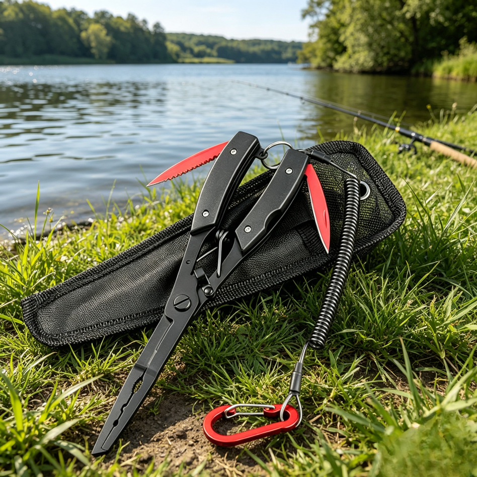 Long Multi-Functional High-Carbon Steel Teflon Fishing Pliers with Built-In Double-Edged Large Fishing Pliers, Eagle-Beak Straight Mouth Extended Version