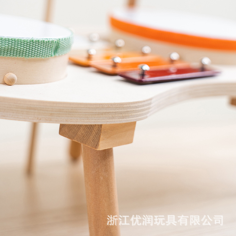 (2개) 국경 간 어린이 드럼 나무 다기능 노킹 음악 스테이션 오르 타악기  음악 장난감