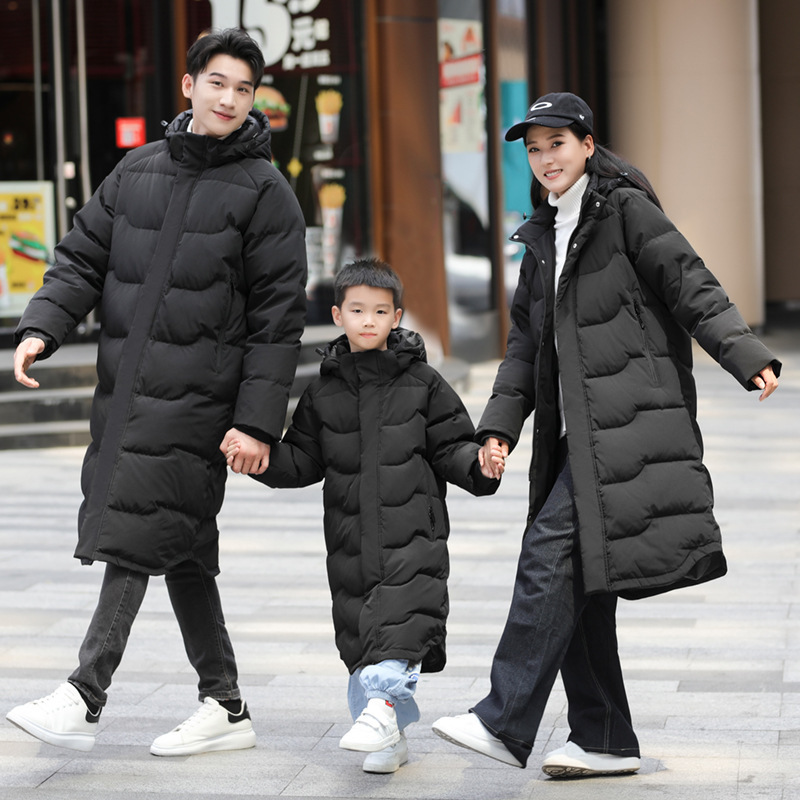 Parent-Child Long Down Jacket Men's Knee-Crossing Cold-Resistant Warm-Keeping Training Clothing Female Student Art Test Sports Coat Coat