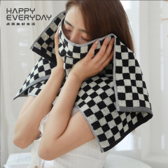 千鳥棋盤格毛巾純棉A類面巾外貿直銷獨立包裝便利店全棉批發