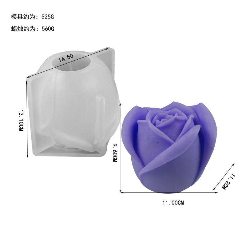 Rosa mousse molde Día de San Valentín tridimensional hueco chocolate molde de silicona aromaterapia vela fondant molde