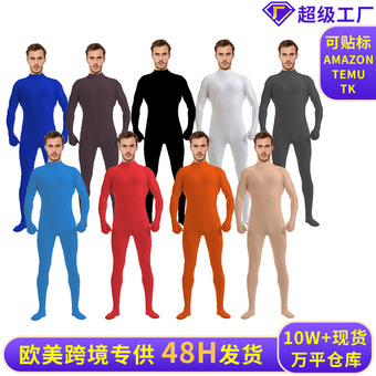 跨境热销5紧身衣半包连体衣zentai纯色衣服舞蹈服舞台表演服