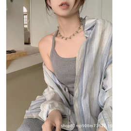 防晒衫条纹衬衫女 2025 秋季宽松气质衬衣外套长袖休闲上衣美式休