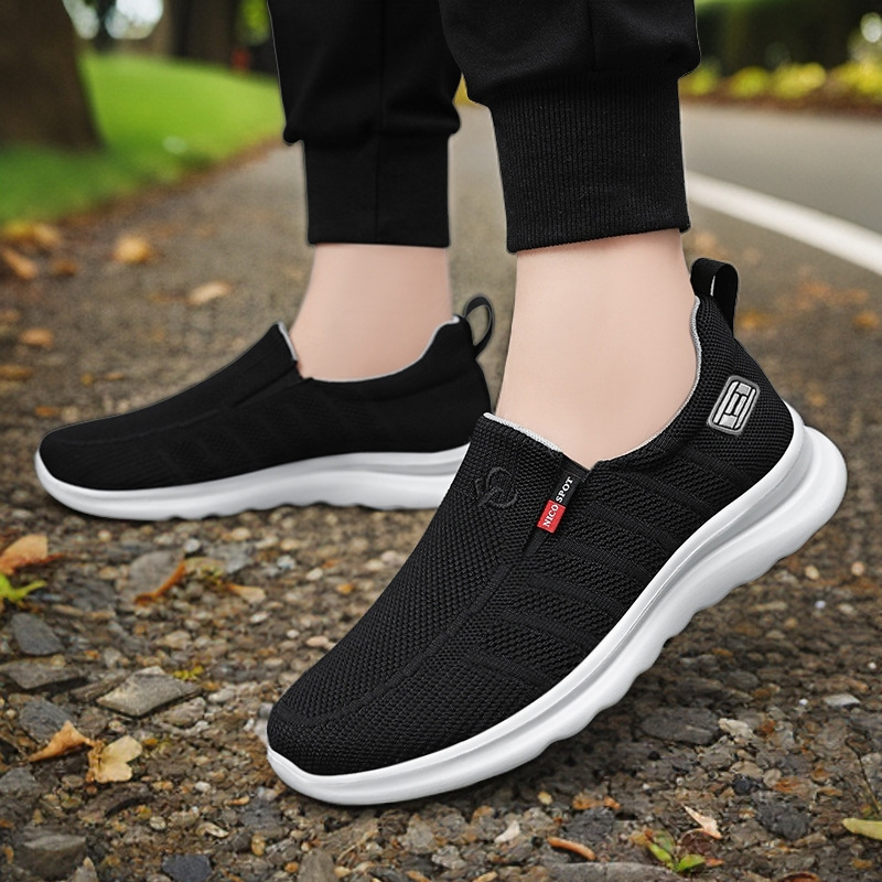 Zapatos para hombre, zapatos casuales de una sola pieza, zapatos nuevos de primavera para hombre, zapatos sin cordones estilo papá, zapatos ligeros, zapatos de malla transpirable