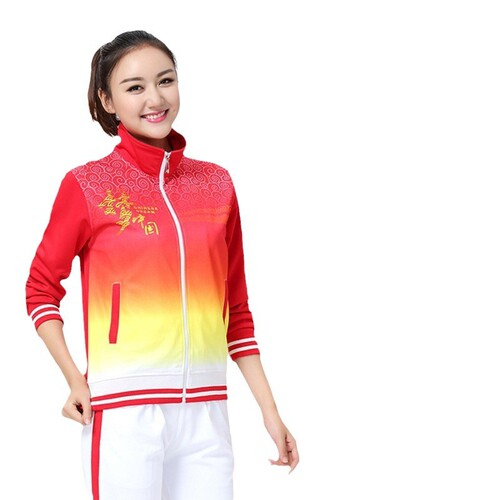 Jiamusi Fitness Couple Middle-Aged and Elderly Exercise Set Men and Women Square Dance Clothing Group Uniform Two-Piece Set Wholesale