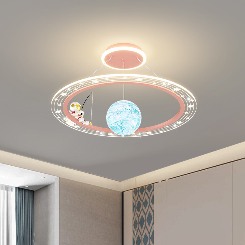 Habitación de los niños dormitorio luz creativa niños y niñas espacio astronauta habitación araña nórdico simple cielo estrellado luz
