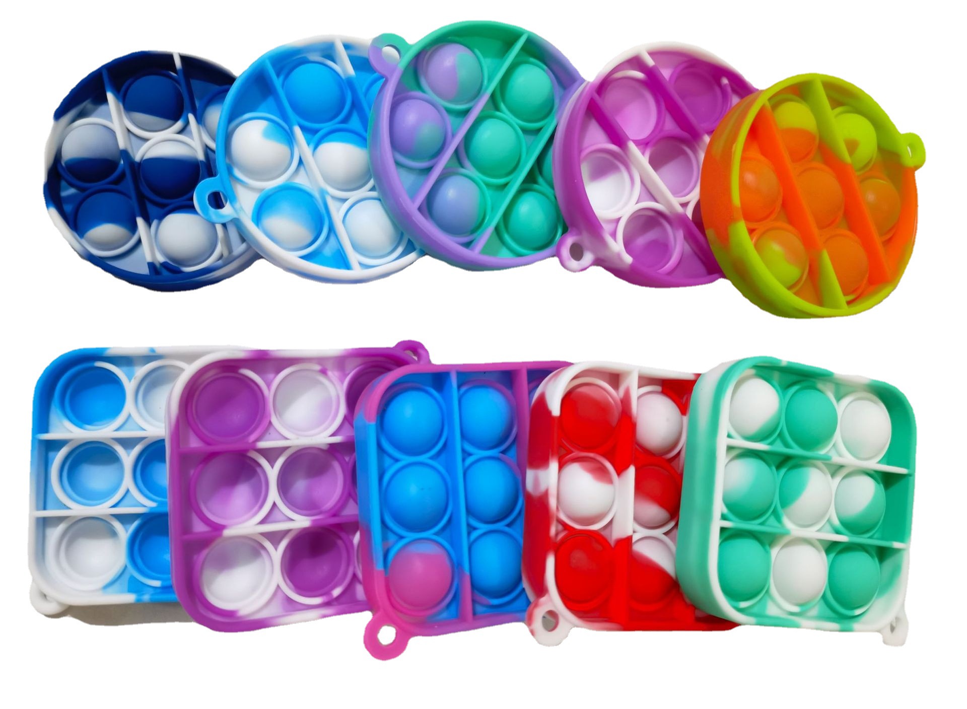 Hot sale mini burbujas de silicona reducción de presión juguetes roditorización pionero colgantes de llaver Mini pop it toys