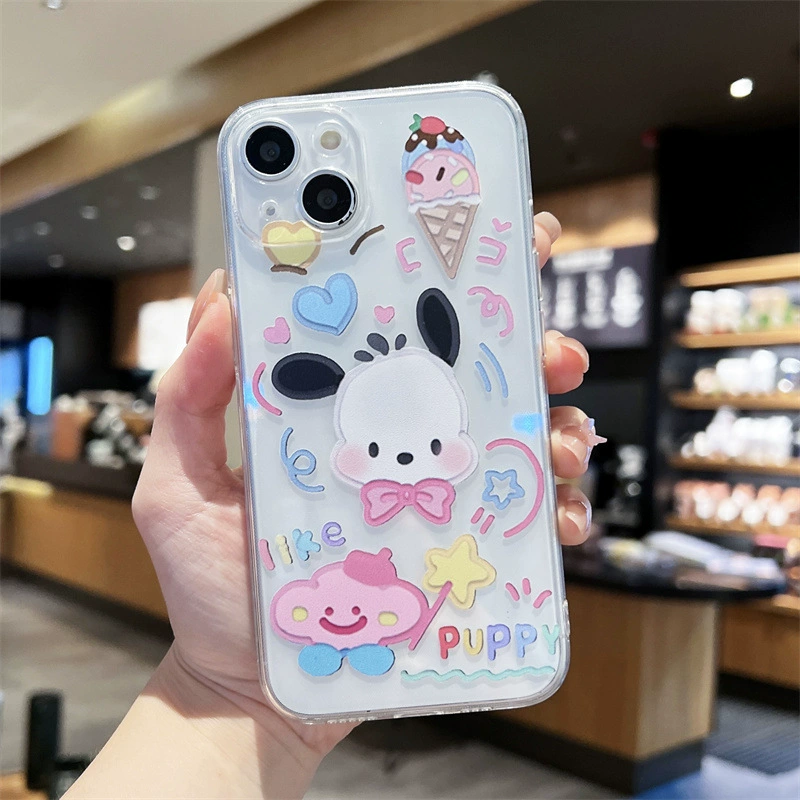 Чехол для телефона (Hello Kitty) для iPhone 11 и iPhone 15 серии, прозрачный 3D милый дизайн