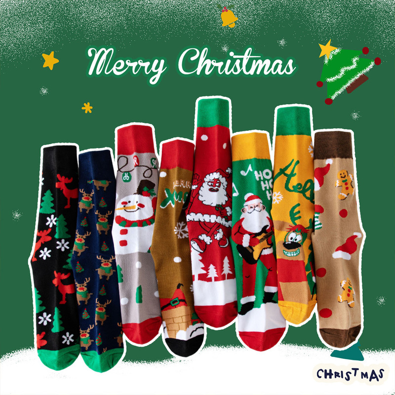 Christmas Men's Stockings Cross-Border Large Size Zhuji Socks Autumn and Winter New Year Red Socks Mid-Calf Socks Women's Wholesale