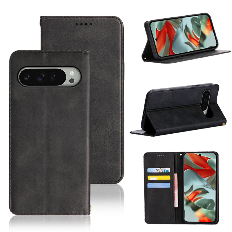 Suitable for Google Pixel 10A Phone Case 9A Calfskin Strong Magnetic 8 Phone Leather Case 7 Magnetic Suction