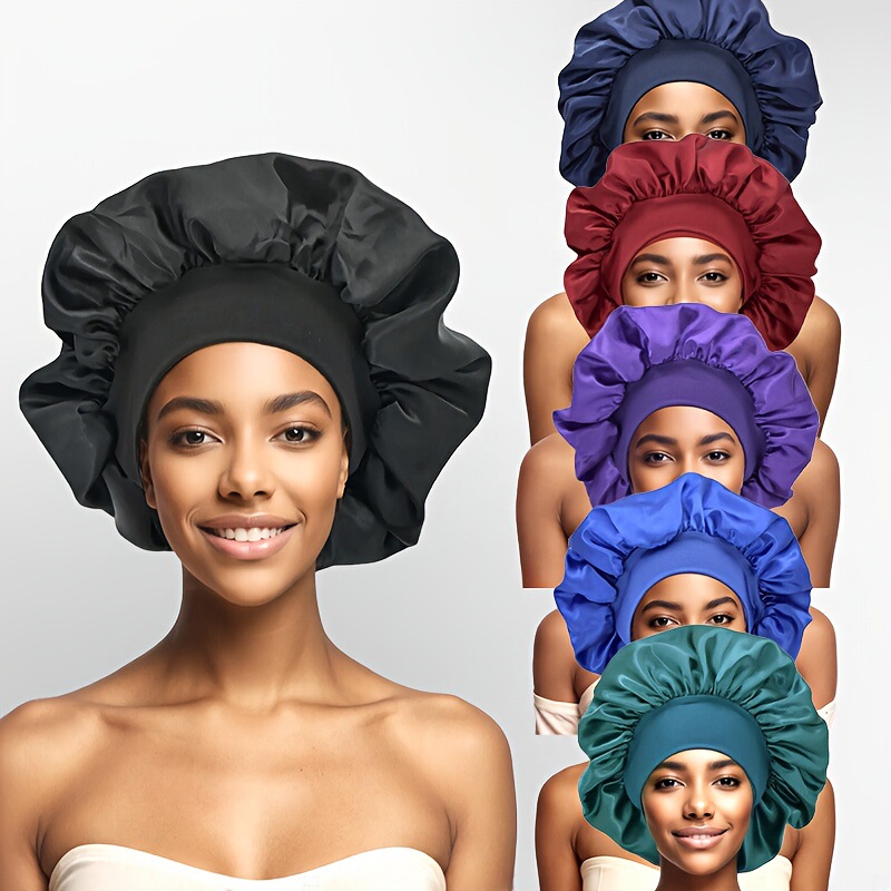 European and American Style Solid Color Wide-Brimmed Shower Cap, Fashionable Satin Sleep Cap, Headscarf, Beauty Cap, Hair Care Silk-Like Cross-Border Sleep Cap European and American Style Solid Color Wide-Brimmed Shower Cap, Fashionable Satin Sleep Cap, Headscarf, Beauty Cap, Hair Care Silk-Like Cross-Border Sleep Cap