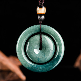 Natural A goods Jade Bean Green Peace buckle buckle jade pendant pendant for men and women jade pendant wholesale