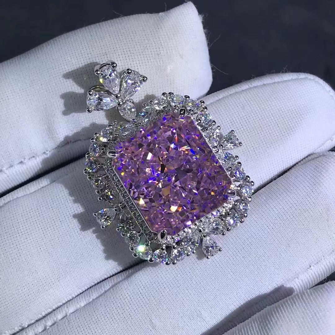 Plata esterlina galvanizada cinco capas de espesor de platino gemas colgantes de diamante de color de alto carbono de 15 quilates importado grado VSS