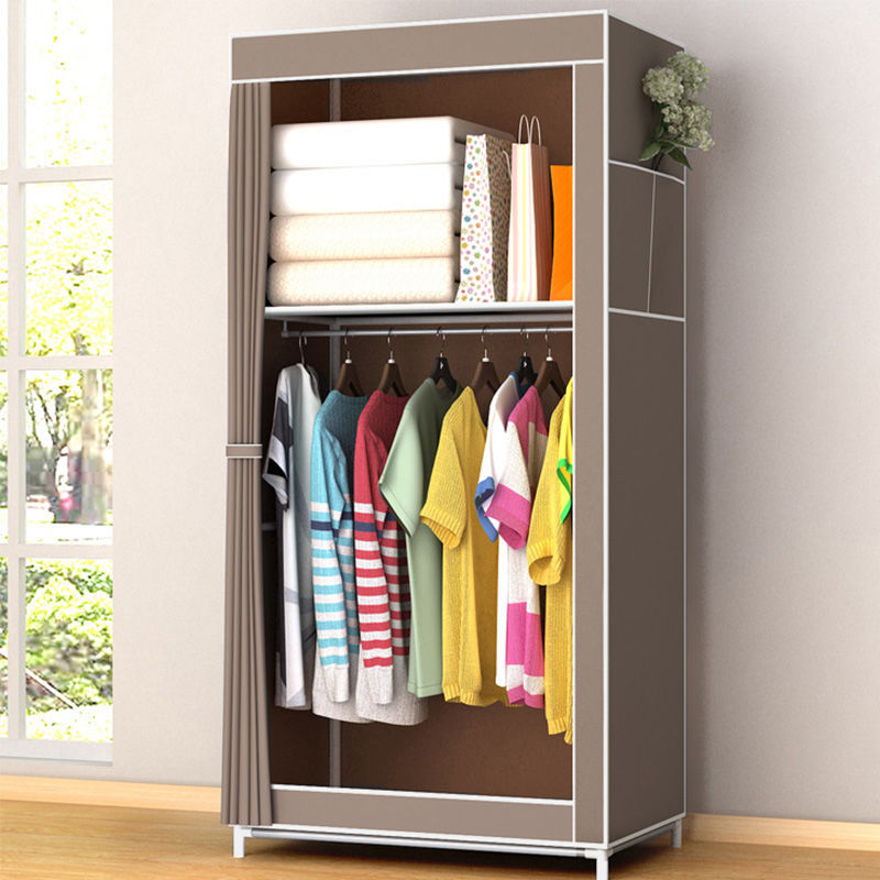 dormitory wardrobe simple and easy Single Wardrobe Steel pipe combination Assemble Dust cloth wardrobe Wardrobe Storage Storage Arrangement