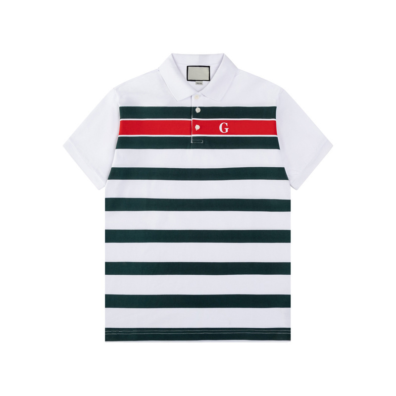 Pure Cotton Stripesd Short-Sleeved T-Shirt Men's Summer Loose Clothes Cotton Large Size T-Shirt Lapel Men's Knitted Embroidered Top Pure Cotton Stripesd Short-Sleeved T-Shirt Men's Summer Loose Clothes Cotton Large Size T-Shirt Lapel Men's Knitted Embroidered Top