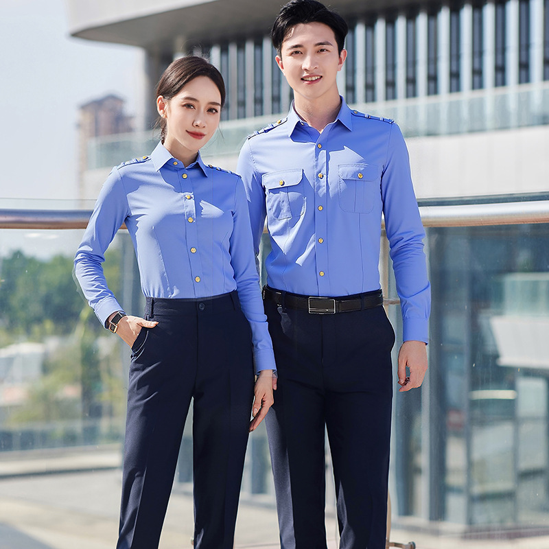 New Railway Uniform Shirt for Men and Women 50 Cotton Short-Sleeved Shirt Work Clothes Blue New Railway School Clothing