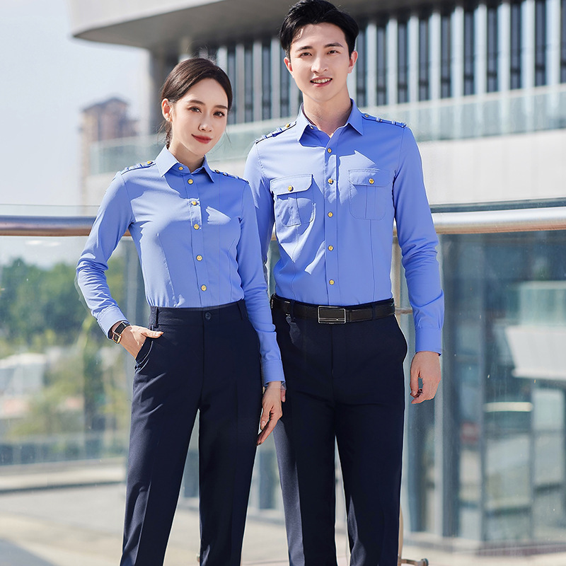 New Railway Uniform Shirt for Men and Women 50 Cotton Short-Sleeved Shirt Work Clothes Blue New Railway School Clothing