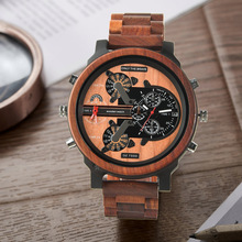 跨境热卖男士巨型手表潮流多功能高颜值大表盘木表配拆表器批发