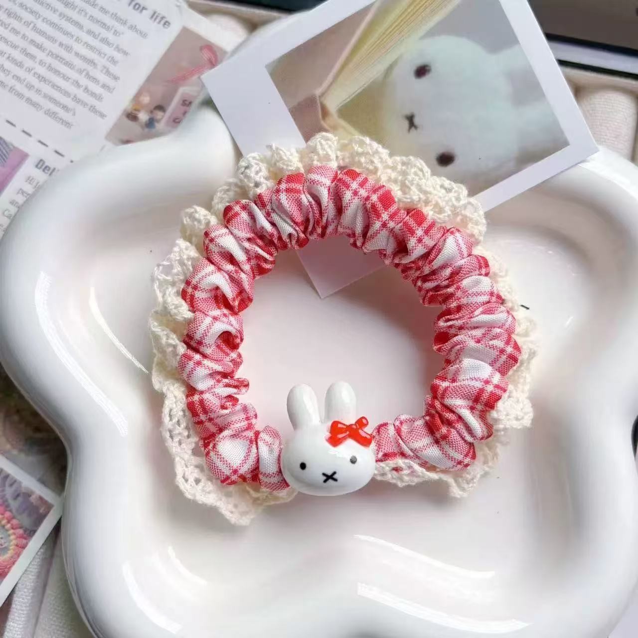 Niños jeans encaje anillo de cabello de cabello de encaje niñas alta cola de cabello de alta elasticidad cuerda de cabello de goma cabeza adornos para el cabello