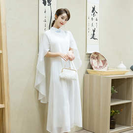 2023春夏新款中国风女装茶人服禅修服礼服披风式假两件连衣裙仙气