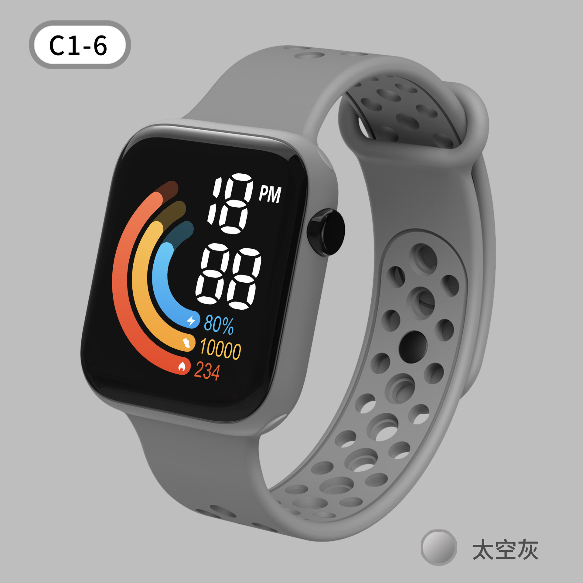 Reloj electrónico de C1-6LED caliente transfronterizo directo de fábrica reloj impermeable pulsera reloj deportivo de los niños en stock