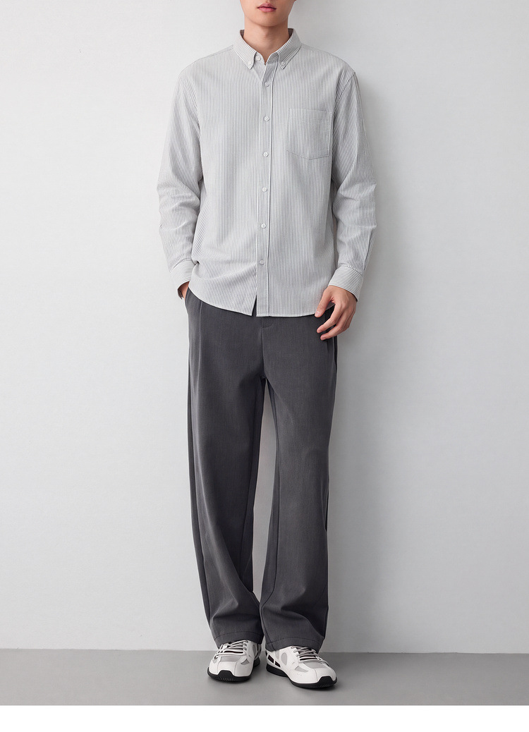 Áo sơ mi nam Oxford sọc xanh dài tay cotton — sọc xanh chi tiết 22