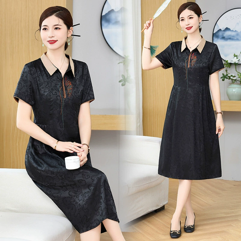 Мама летнее платье с отворотом и воротником