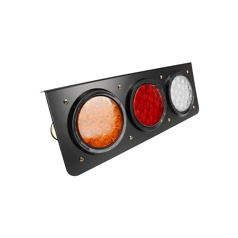 Lámpara trasera LED triple a prueba de agua de 24V, freno de explosión y parpadeo, montaje de luz trasera redonda para camión