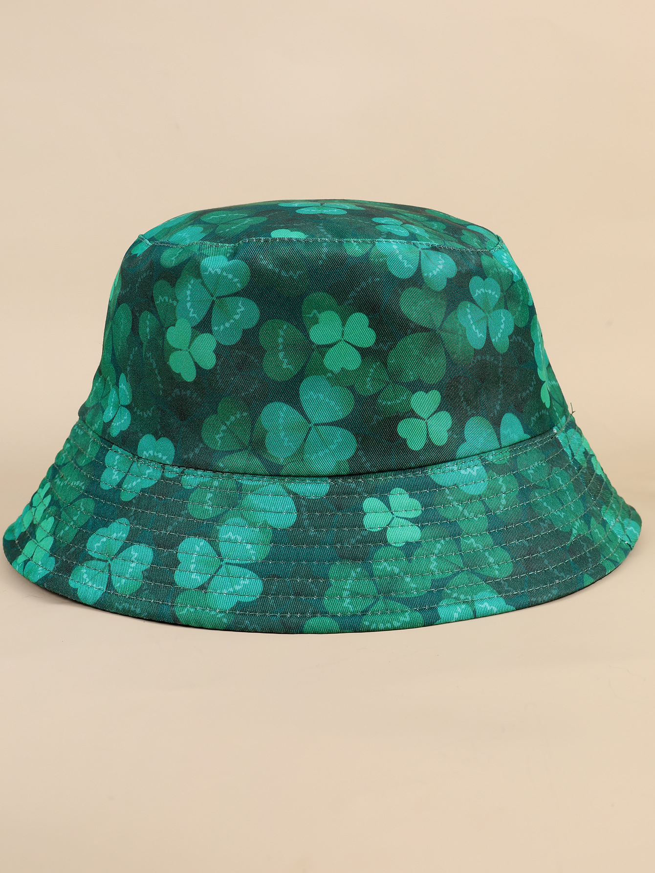 Nuevo trébol de cuatro hojas impreso sombrero de pescador portátil de doble cara verano floral al aire libre protección solar sol sombra cuenca sombrero para mujeres