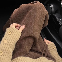 カレー色のもち米の直筒の高腰の広腿のズボンの子供の春秋冬のベルベットの新型のゆったりしたレジャーの運動の垂感のズボン