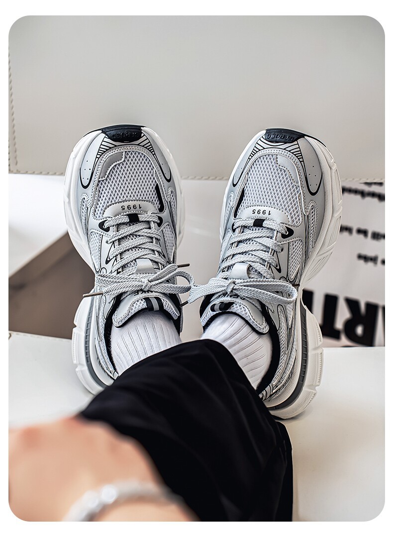 Men's Summer Breathable Trendy Versatile Youth Mesh Sneakers, Casual Running Thick-soled Height-increasing Dad Shoes_vogvips.com