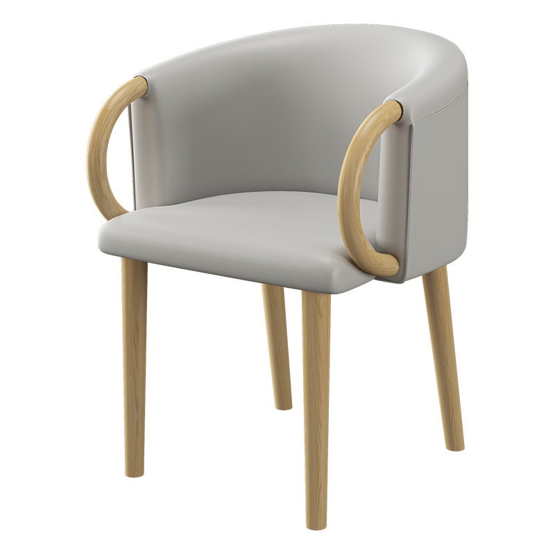Silla semicírculo (cuero gris y blanco)