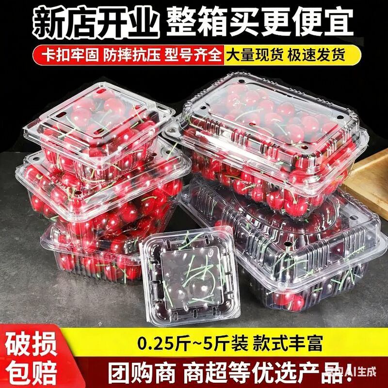 Disposable Fruit Packaging Box, Fruit-Cutting and Vegetable Packaging Box, Plastic Fruit Packaging Box with Lid, Transparent Special Box