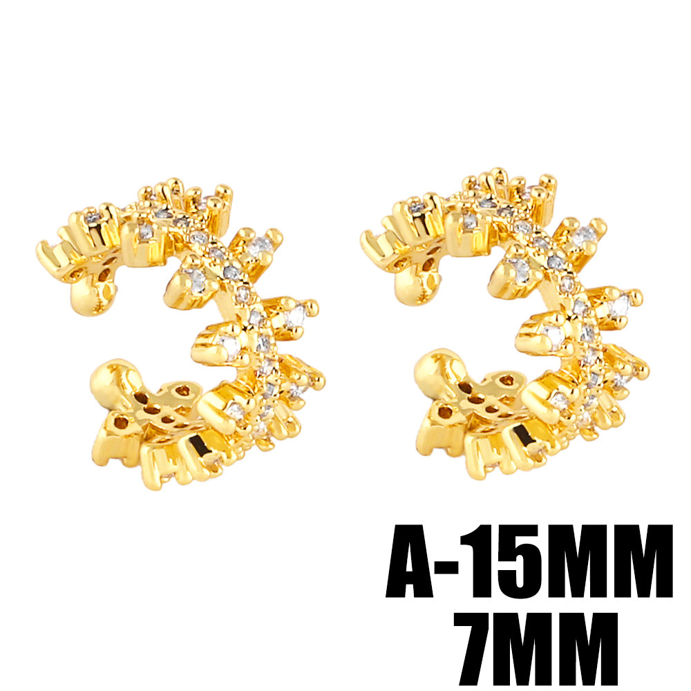 Fashion C Shape Inlay Copper Zircon 18k Gold Plated Ear Clips display picture 3