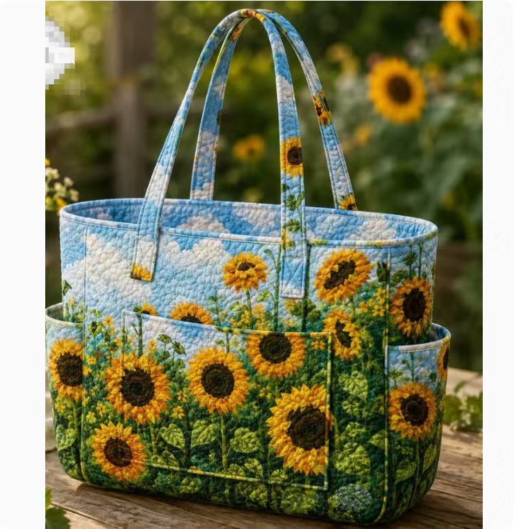2026 Cross-border New 3D Digital Print Fashionable Large Capacity Quilted Shoulder Tote Bag