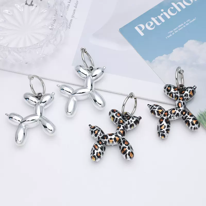 新款潮流多巴胺可爱小狗耳钩小众百搭腊肠狗耳坠高级气球狗耳环