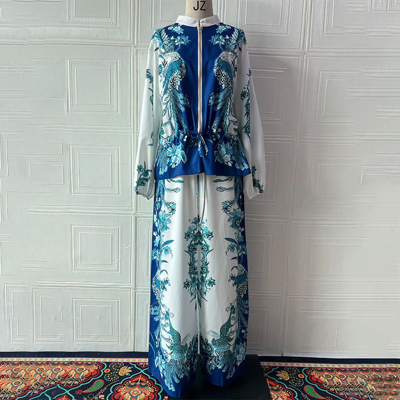 Three-dimensional Printed Flowers Baseball Uniform Drawstring Trousers Two-piece Set - Image 6